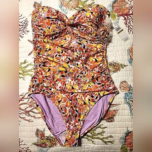 Anne Cole Vibrant Orange and Yellow One Piece Swimsuit